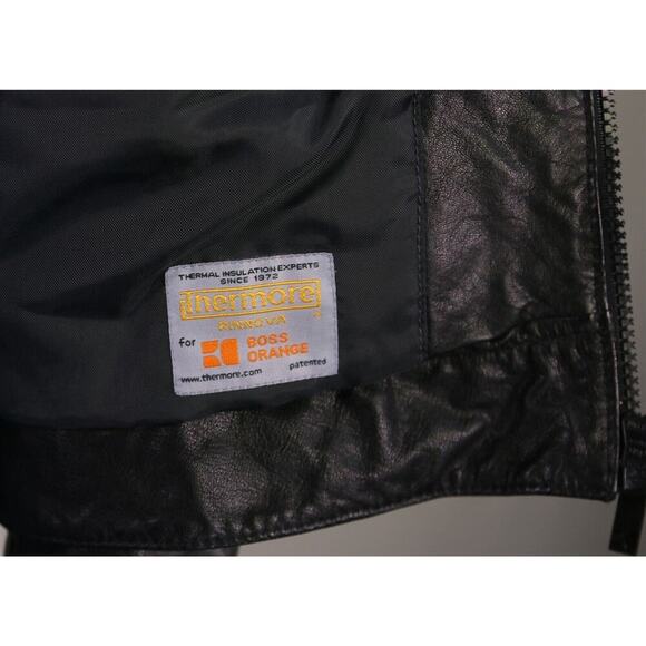 Hugo Boss Orange Label Jerrle Goat Leather Biker Motorcycle Jacket 38R - Picture 8 of 11